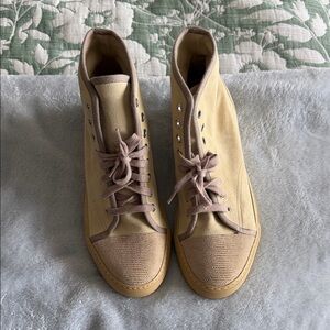 Casual Beige High-Top Women's Sneakers